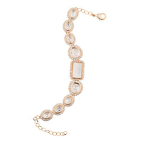 ChicCharm Jewellery Brass Gold Plated Uncut Polki Mother Pearl American Diamond Bracelet