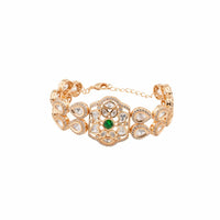 ChicCharm Jewellery Brass Gold Plated Uncut Polki Kundan Mother Pearl American Diamond Bracelet