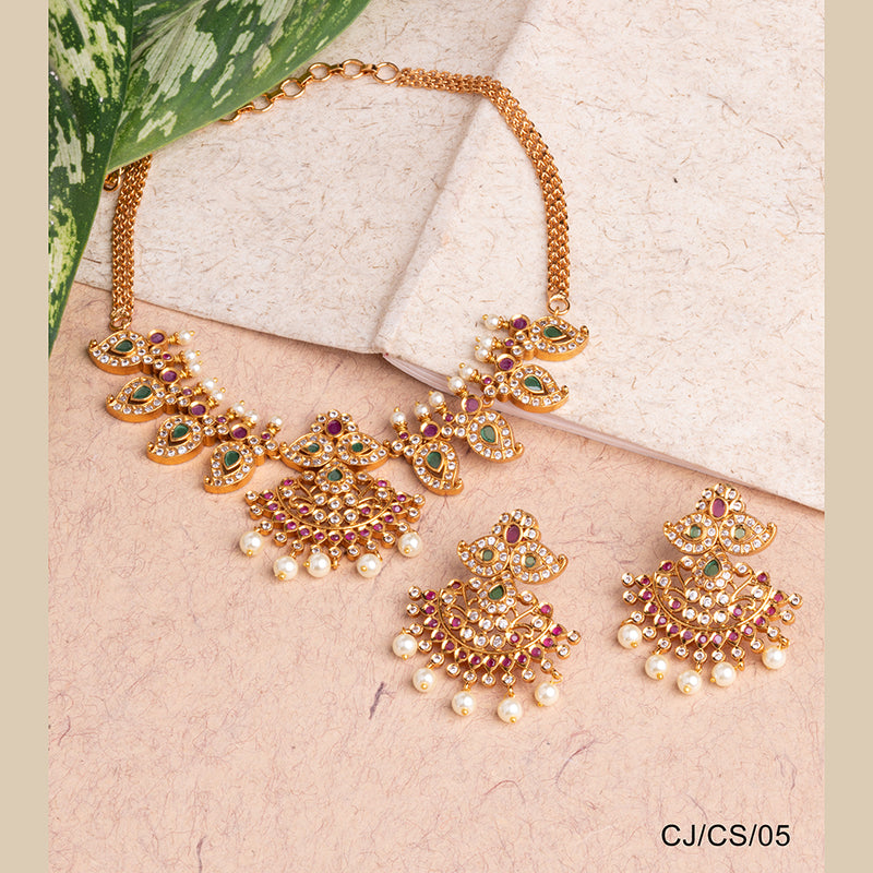 Chiccharm Jewellery Brass and Copper Rajwadi Choker Set