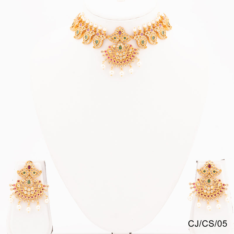 Chiccharm Jewellery Brass and Copper Rajwadi Choker Set