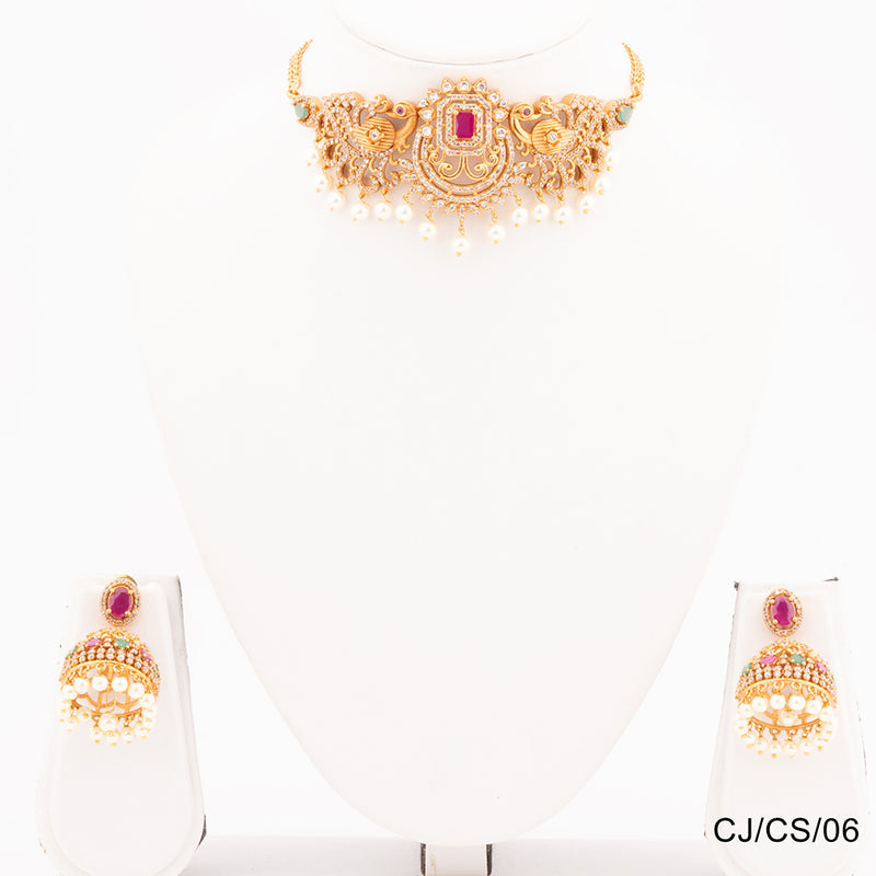 Chiccharm Jewellery Brass and Copper Rajwadi Choker Set