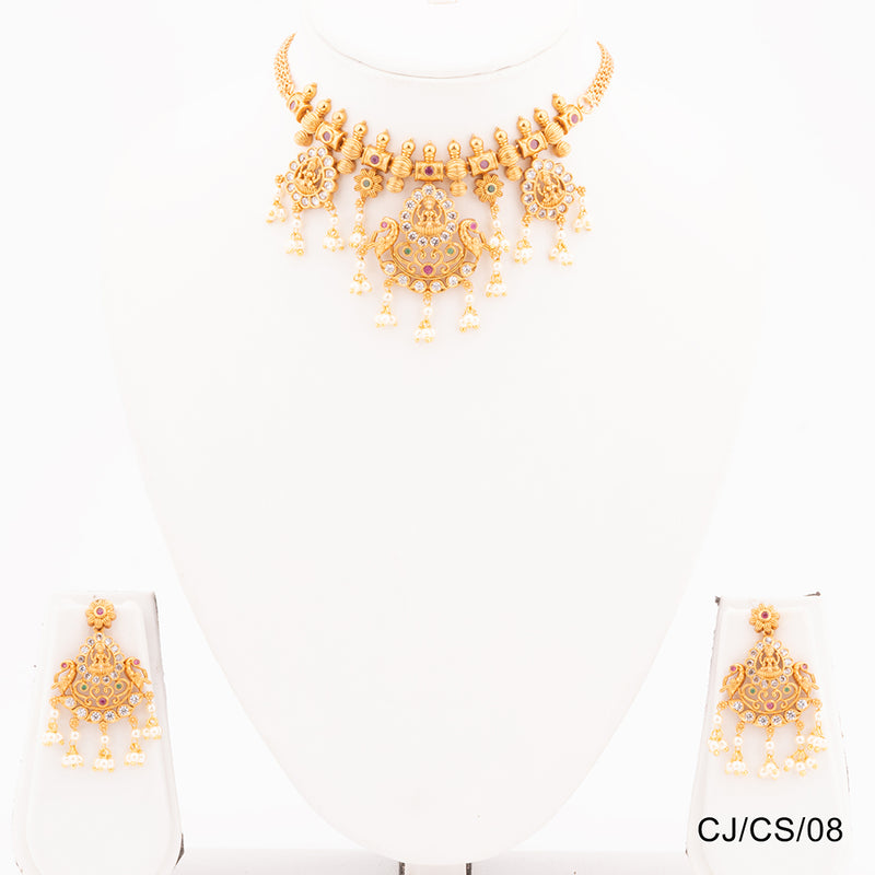 Chiccharm Jewellery Brass and Copper Rajwadi Choker Set