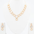 ChicCharm Jewellery Brass And Copper Gold Plated Polki Kundan Necklace Set