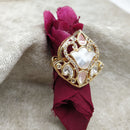 ChicCharm Jewellery Brass And Copper Mother Pearl American Diamond Ring