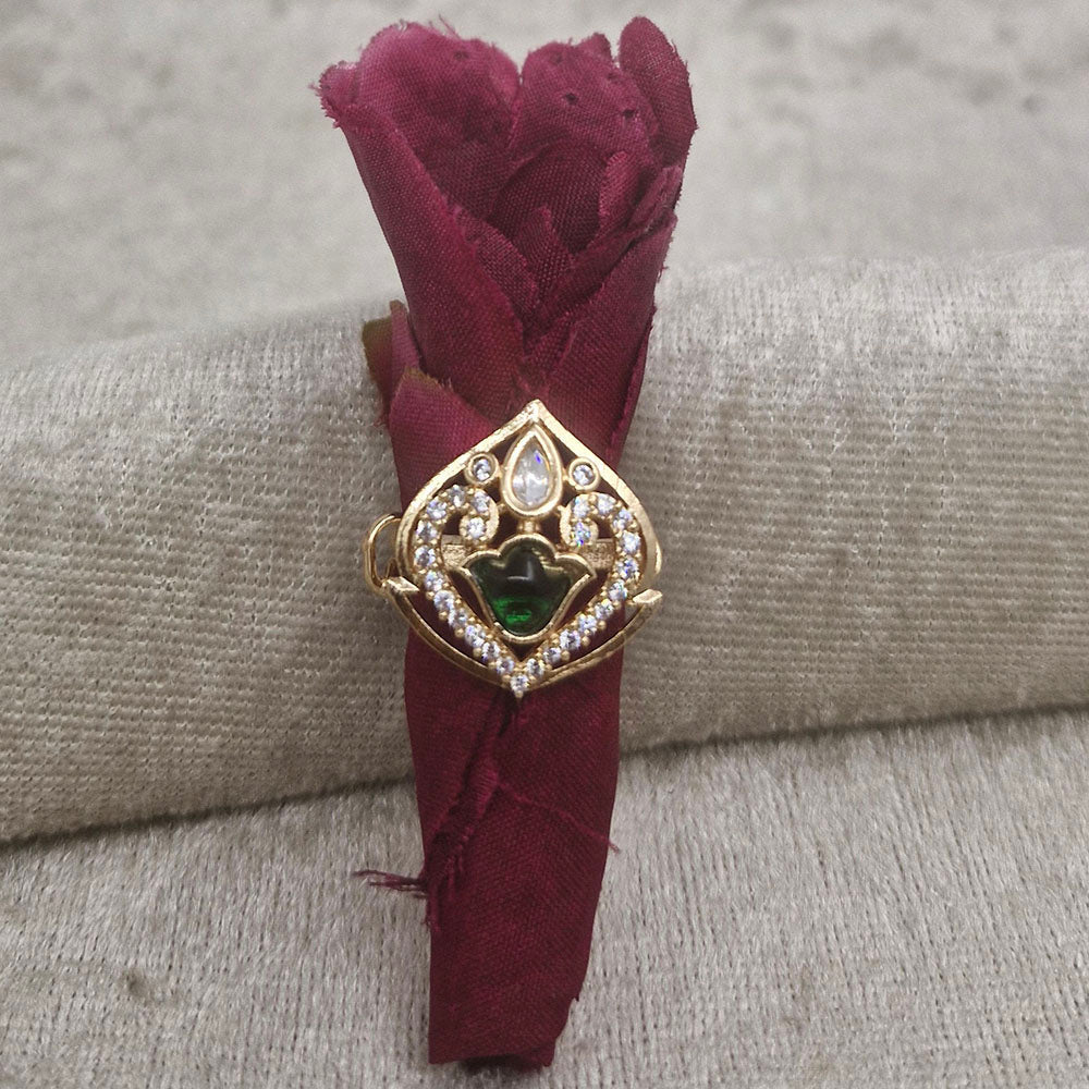 ChicCharm Jewellery Brass And Copper Mother Pearl American Diamond Ring