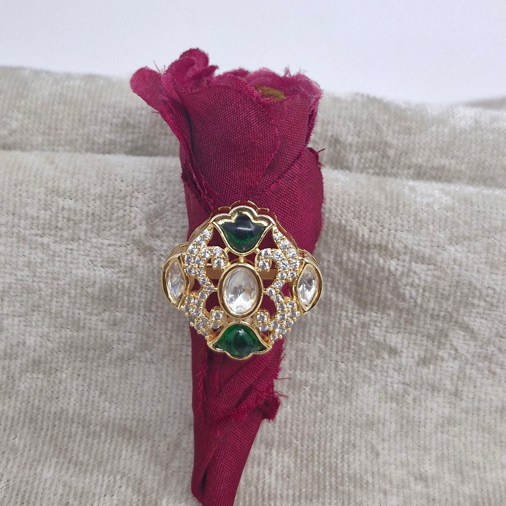 ChicCharm Jewellery Brass And Copper Mother Pearl American Diamond Ring