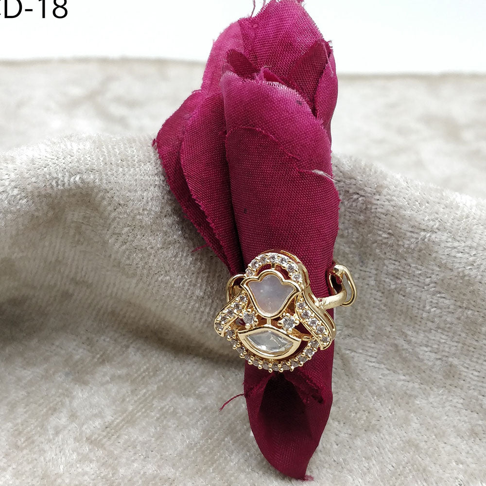ChicCharm Jewellery Brass And Copper Mother Pearl American Diamond Ring