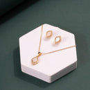 ChicCharm Jewellery Brass Gold Plated Mother Pearl Pendant Set