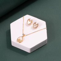 ChicCharm Jewellery Brass Gold Plated Mother Pearl Pendant Set