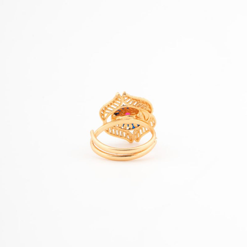 ChicCharm Jewellery Brass Gold Plated Synthetic Stone And Meenakari Rings