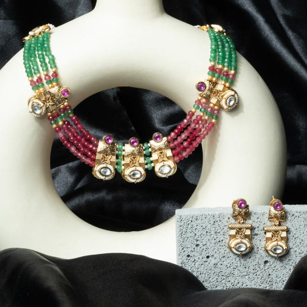 ChicCharm Jewellery Brass And Copper Gold Plated Rajwadi Necklace Set