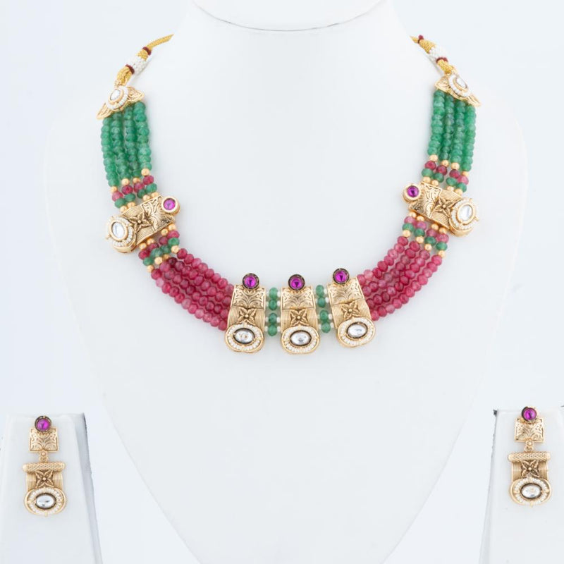 ChicCharm Jewellery Brass And Copper Gold Plated Rajwadi Necklace Set