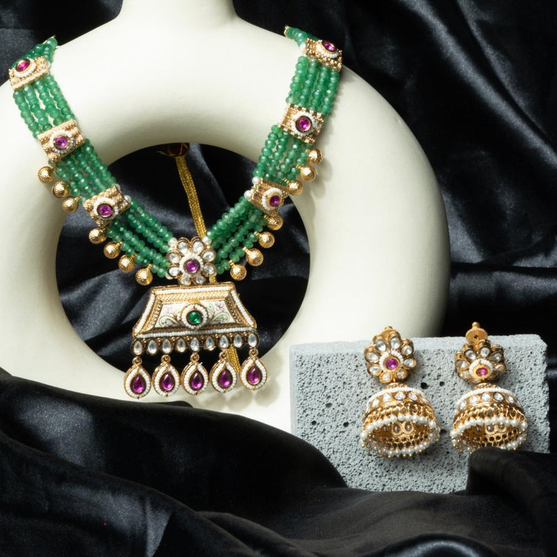 ChicCharm Jewellery Brass And Copper Gold Plated Rajwadi Necklace Set