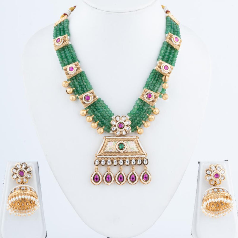 ChicCharm Jewellery Brass And Copper Gold Plated Rajwadi Necklace Set