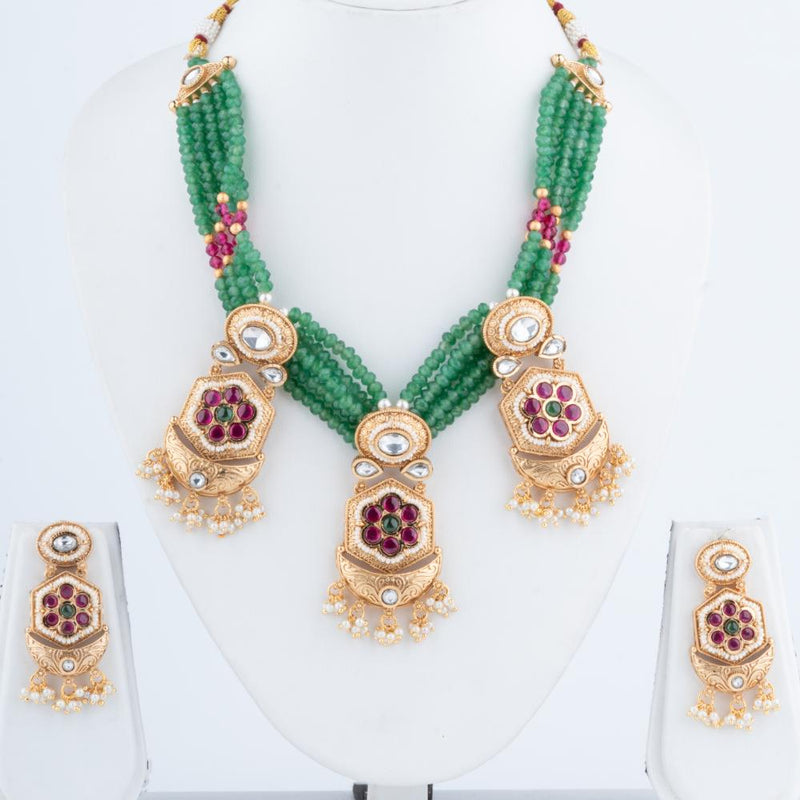 ChicCharm Jewellery Brass And Copper Gold Plated Rajwadi Necklace Set