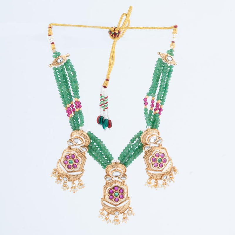 ChicCharm Jewellery Brass And Copper Gold Plated Rajwadi Necklace Set