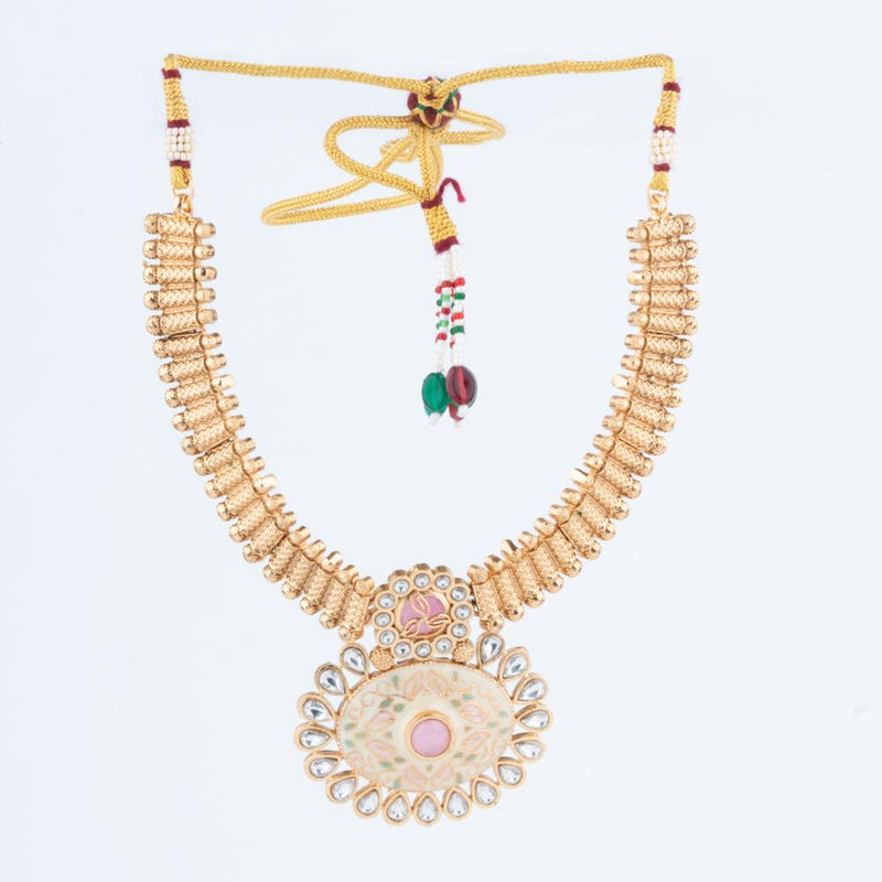 ChicCharm Jewellery Brass And Copper Gold Plated Rajwadi Meenakari Necklace Set