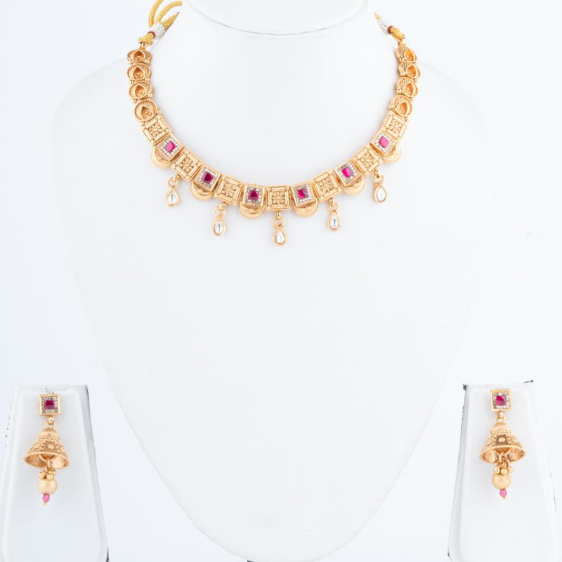 ChicCharm Jewellery Brass And Copper Gold Plated Rajwadi Necklace Set