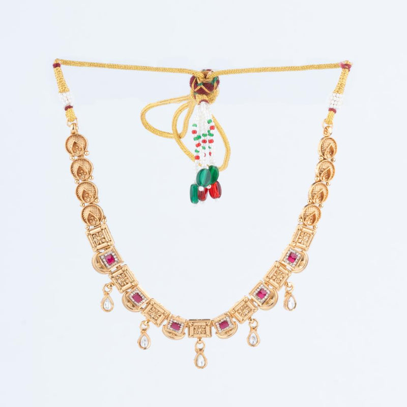 ChicCharm Jewellery Brass And Copper Gold Plated Rajwadi Necklace Set