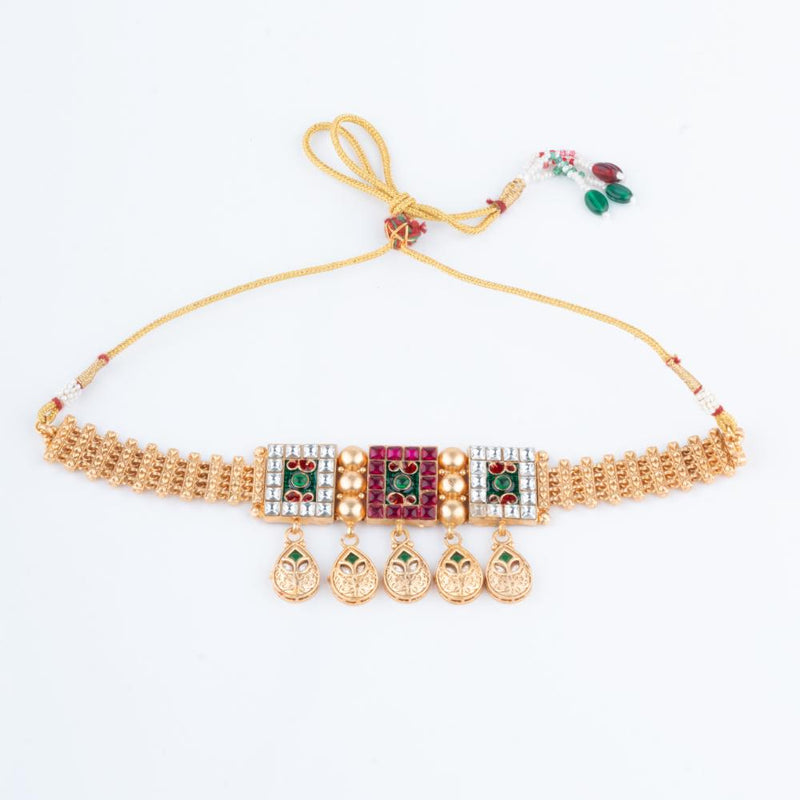 ChicCharm Jewellery Brass And Copper Gold Plated Rajwadi Necklace Set