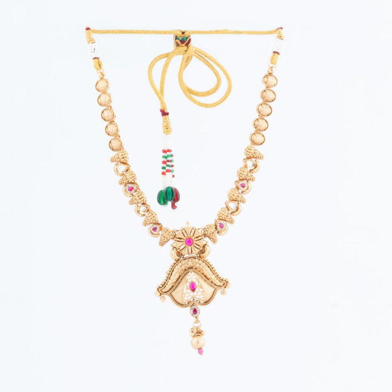 ChicCharm Jewellery Brass And Copper Gold Plated Rajwadi Necklace Set