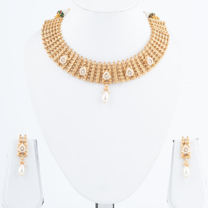 ChicCharm Jewellery Brass And Copper Gold Plated Rajwadi Necklace Set