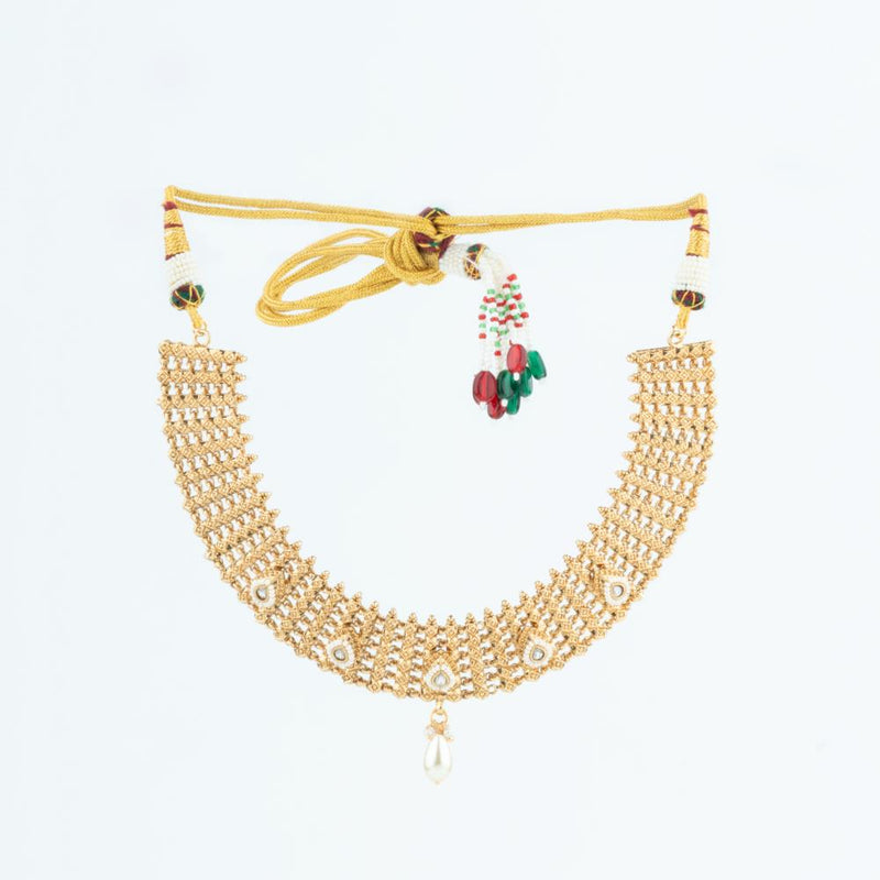 ChicCharm Jewellery Brass And Copper Gold Plated Rajwadi Necklace Set