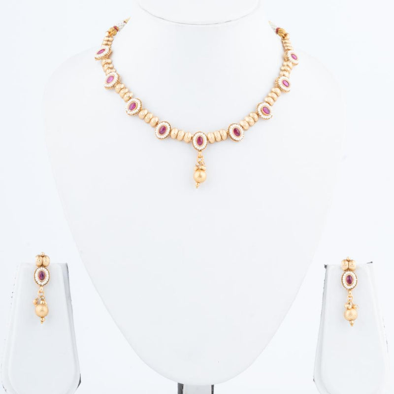 ChicCharm Jewellery Brass And Copper Gold Plated Rajwadi Necklace Set