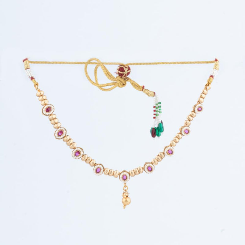 ChicCharm Jewellery Brass And Copper Gold Plated Rajwadi Necklace Set