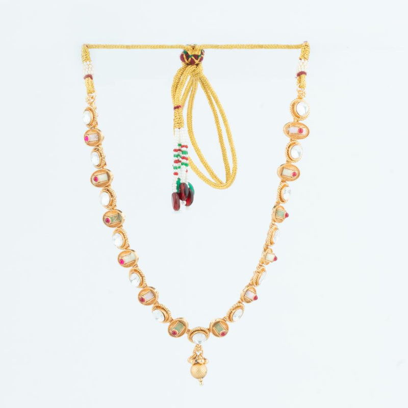 ChicCharm Jewellery Brass And Copper Gold Plated Rajwadi Meenakari Necklace Set