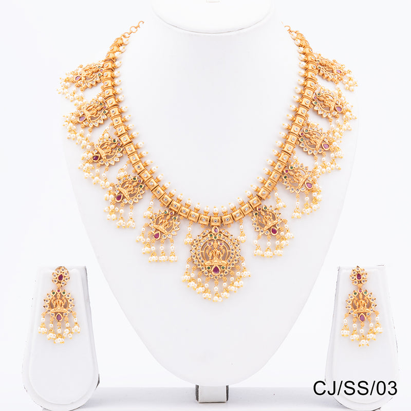 Chiccharm Jewellery Brass and Copper Rajwadi Temple Hasli Necklace Set