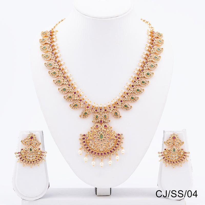 Chiccharm Jewellery Brass and Copper Rajwadi Temple Hasli Necklace Set