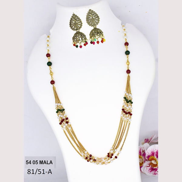 Mahavir Gold Plated Long Necklace Set