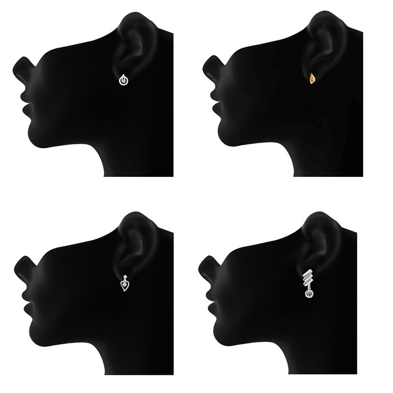 Darshana Jewels Combo of 8 Small Baby Top Earring with Crystal Stones for Girls and Women CO1105268M