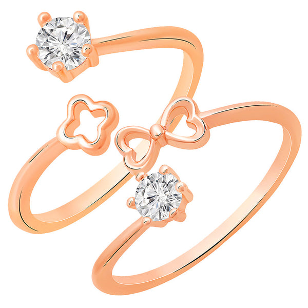 Darshana Jewels Rose Gold Plated Adjustable Combo Ring