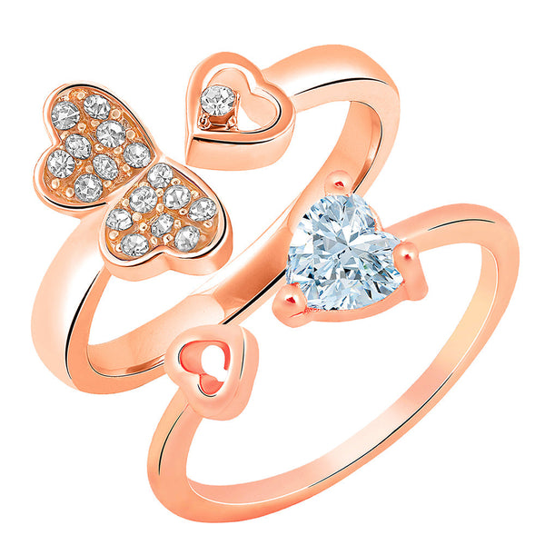 Darshana Jewels Rose Gold Plated Adjustable Combo Ring