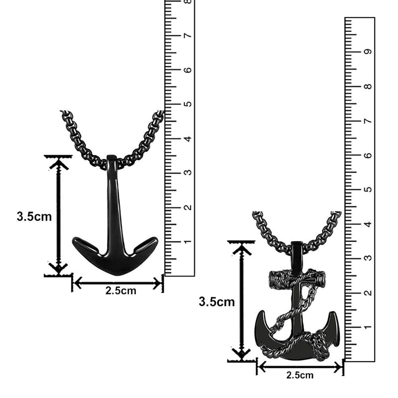 Mahi Combo of Black Gun Metal Plated Unisex Ship Anchor Necklace Pendant with Box Chain (CO1105629B)