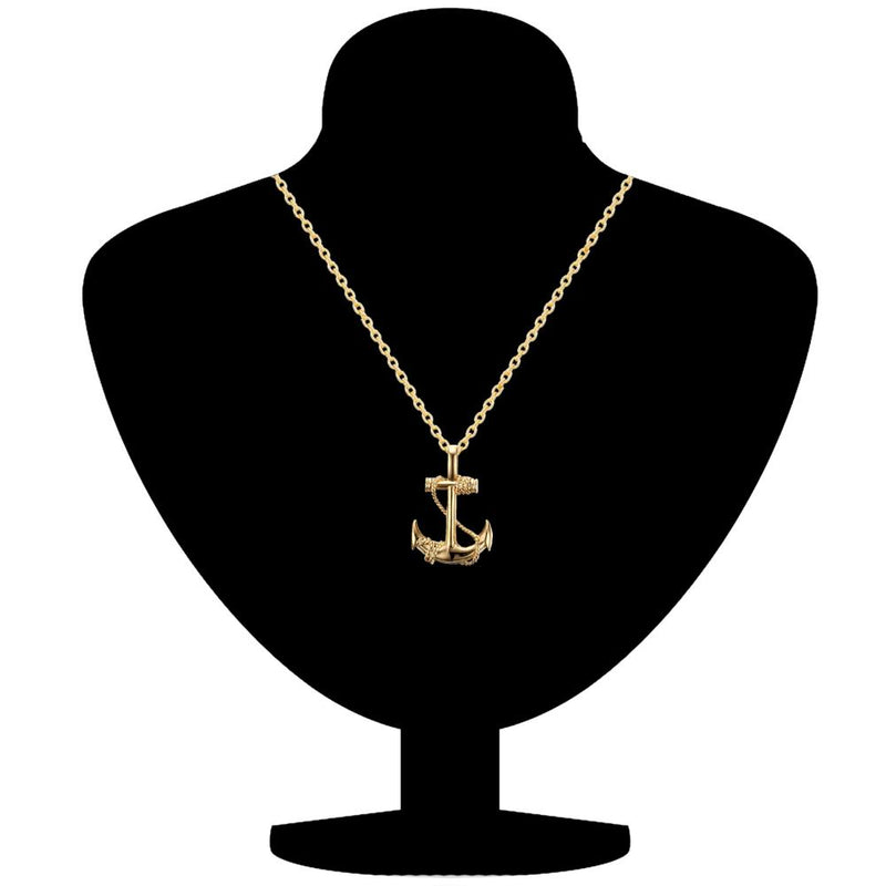 Mahi Combo of Gold & Rhodium Plated Unisex Ship Anchor Necklace Pendant with Box Chain (CO1105633M)