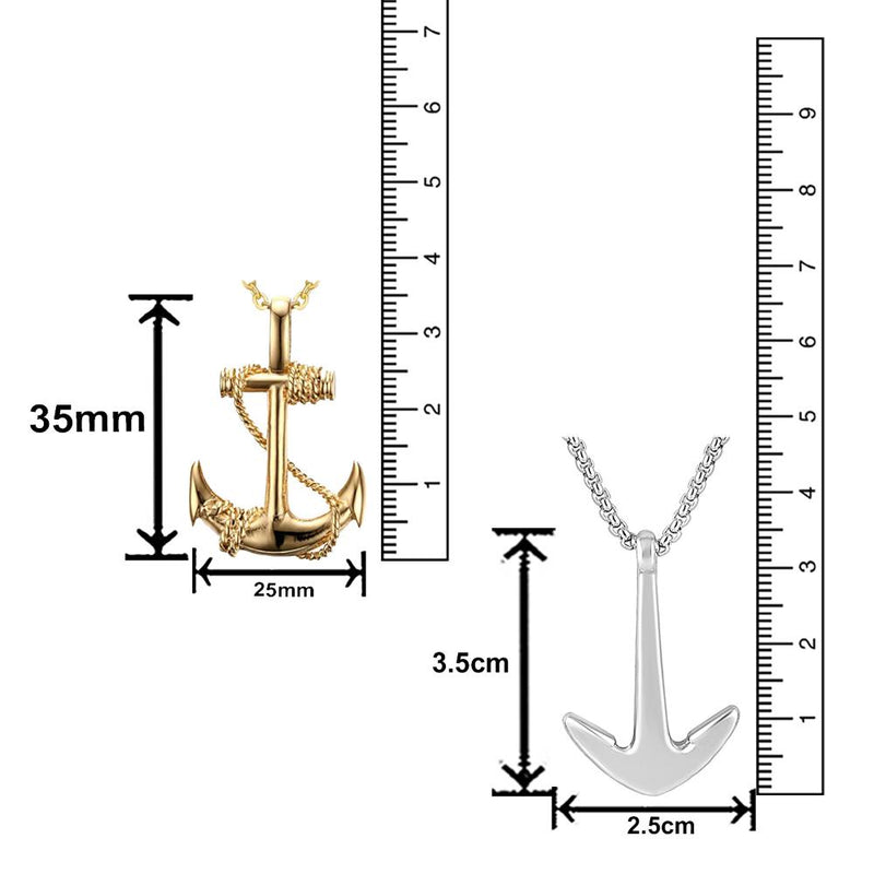 Mahi Combo of Gold & Rhodium Plated Unisex Ship Anchor Necklace Pendant with Box Chain (CO1105633M)