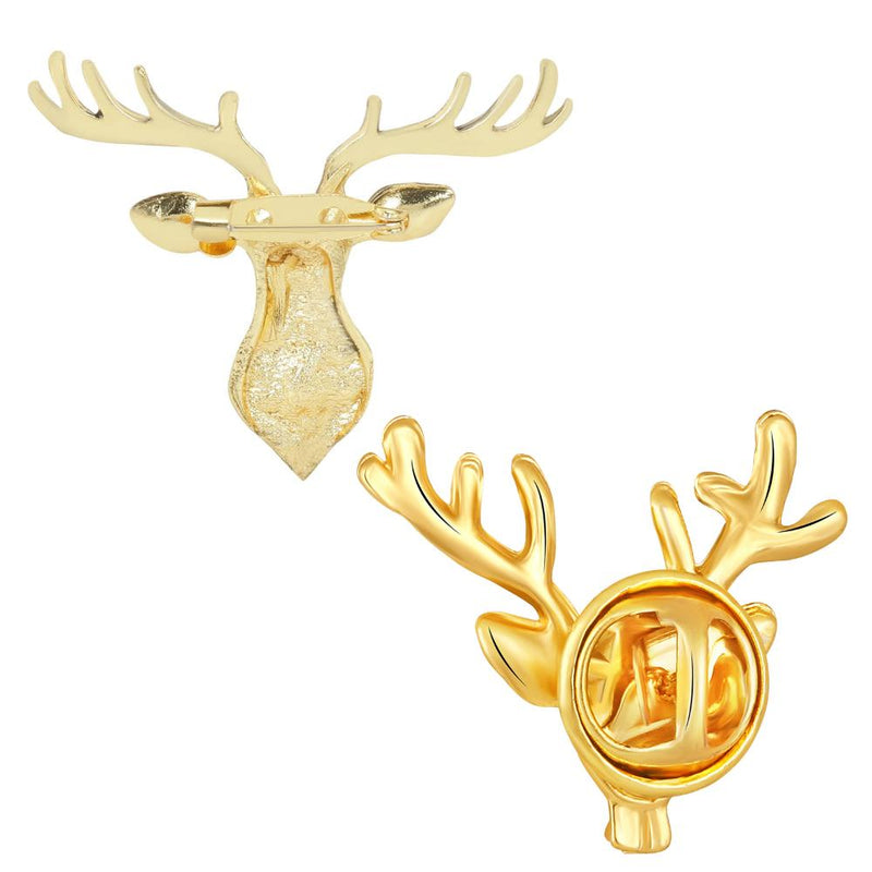 Mahi Combo of Deer-Face Shaped Wedding Brooch/Lapel Pin for Men (CO1105654G)