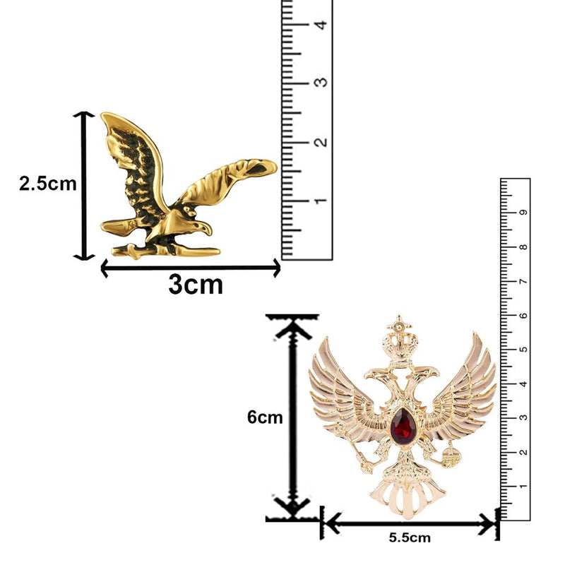 Mahi Combo of Eagle-Shaped Wedding Brooches / Lapel Pins with Maroon Crystal for Men (CO1105658M)