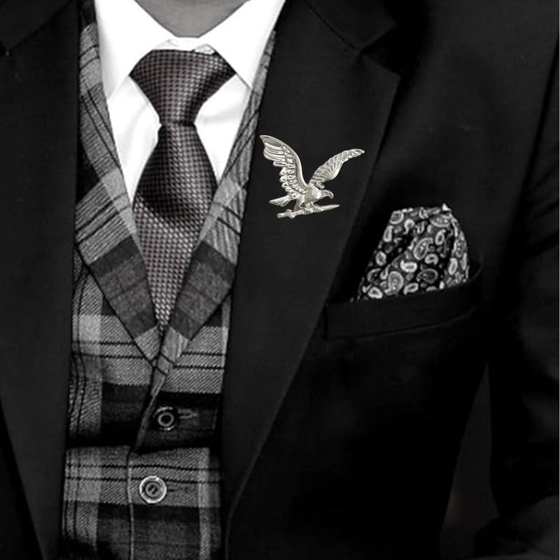 Mahi Combo of Eagle-Shaped Wedding Brooches / Lapel Pins for Men (CO1105670M)