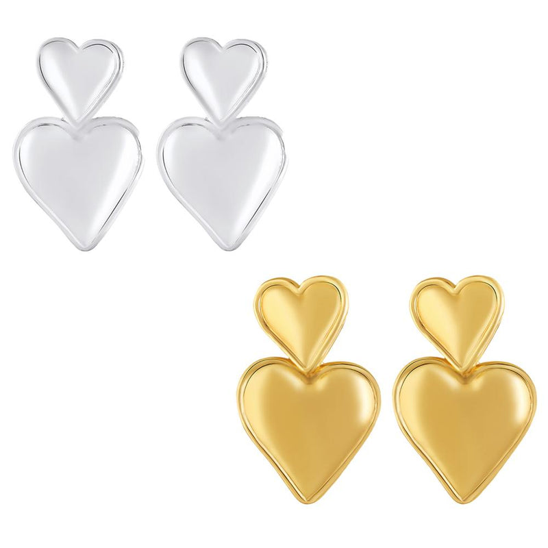 Mahi Combo of 2 Dual Heart Drop Earrings for Women (CO1105742M)