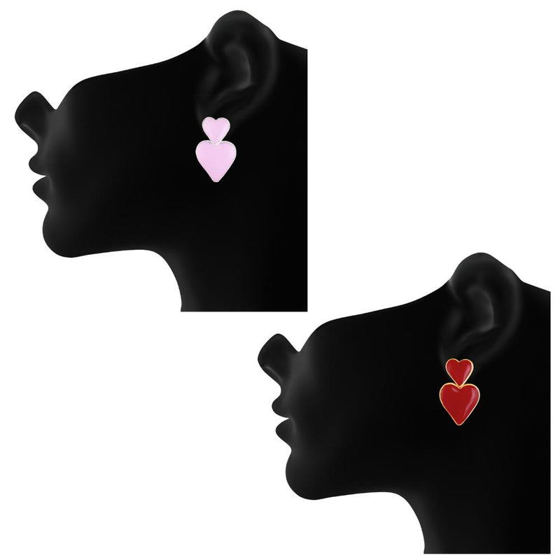 Mahi Combo of 4 Dual Heart Drop Earrings with Meenakari Work for Women (CO1105743M)