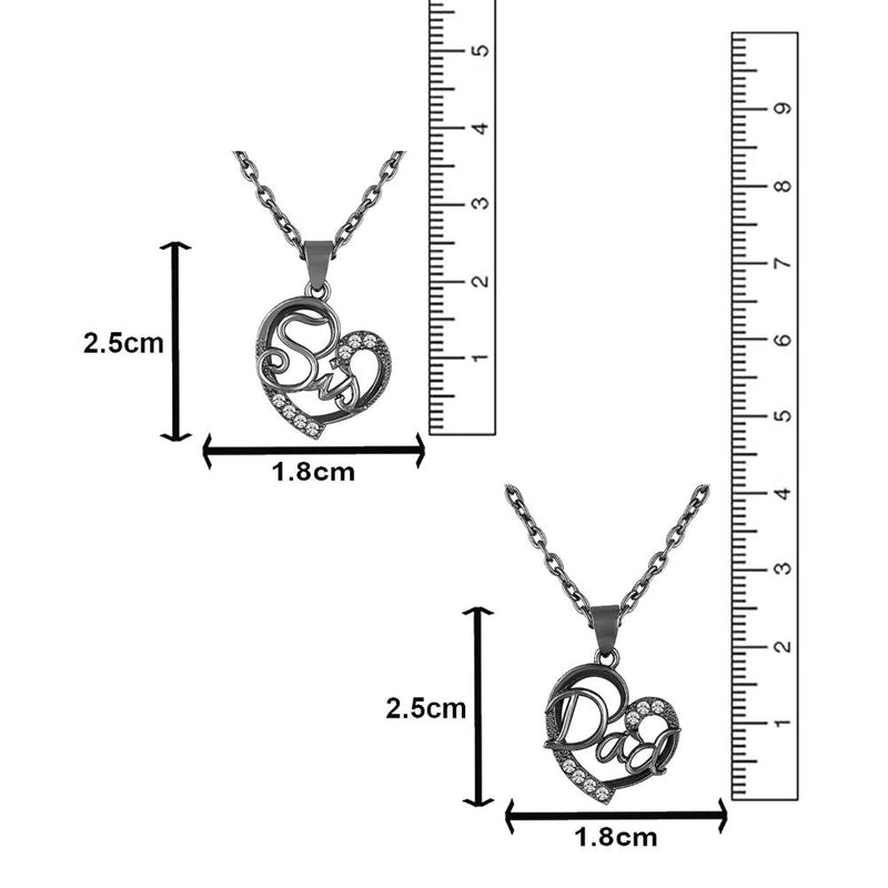 Mahi Combo of Sis and Dad Heart Pendant with Crystal (CO1105746B)