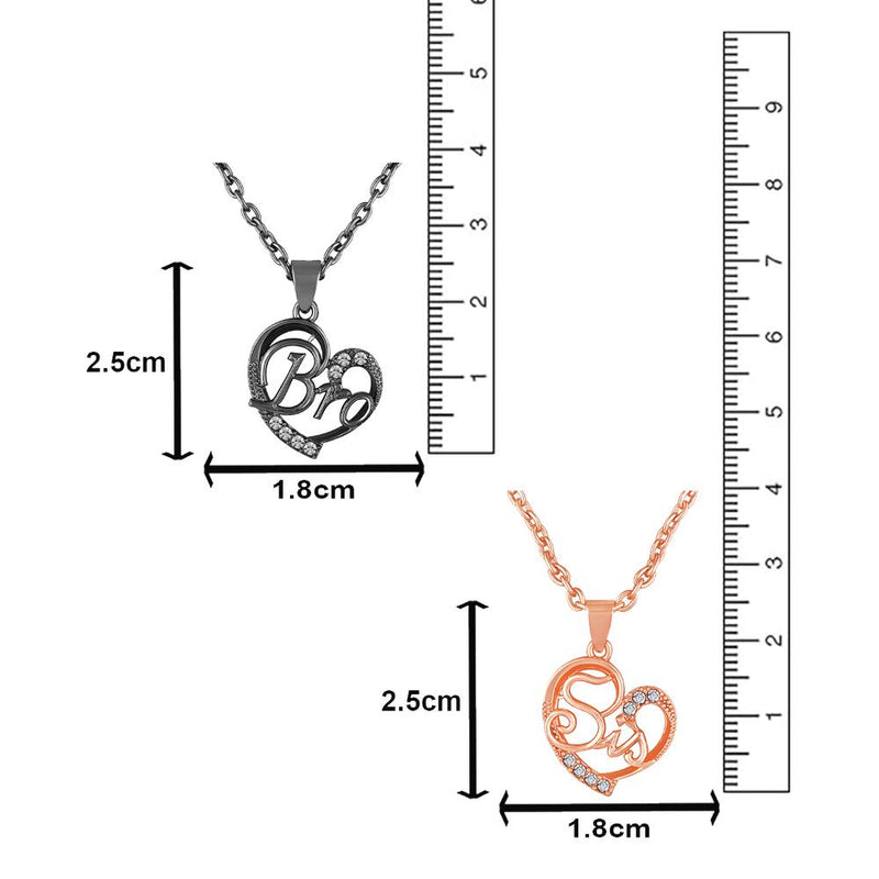 Mahi Combo of Sis and Bro Heart Pendant with Crystal (CO1105749M)