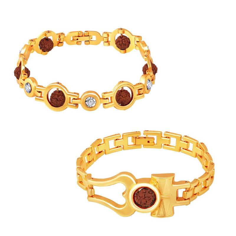 Mahi Combo of Lord Shiva 2 Rudraksha Bracelets with Gold Plating for Men (CO1105754G)