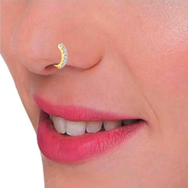 Mahi Combo of Simple and Elegant Non Piercing Nose Ring with Cubic Zirconia Stones for Women (CO1105756M)