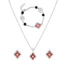 Mahi Scarlet Bloom Red Meenakari Enamel Pendant Earrings Bracelet Jewellery Set for Women & Girls (CO1105860R)