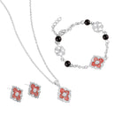 Mahi Scarlet Bloom Red Meenakari Enamel Pendant Earrings Bracelet Jewellery Set for Women & Girls (CO1105860R)